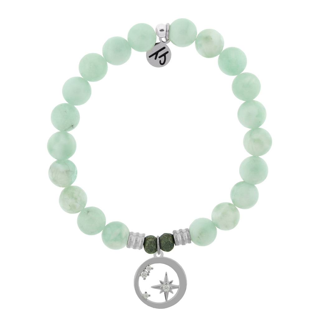 Green Angelite Bracelet with What Is Meant To Be Sterling Silver Charm