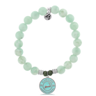Green Angelite Stone Bracelet with Cape Cod Enamel Sterling Silver Charm