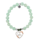 Green Angelite Stone Bracelet with Heart Sister Sterling Silver Charm