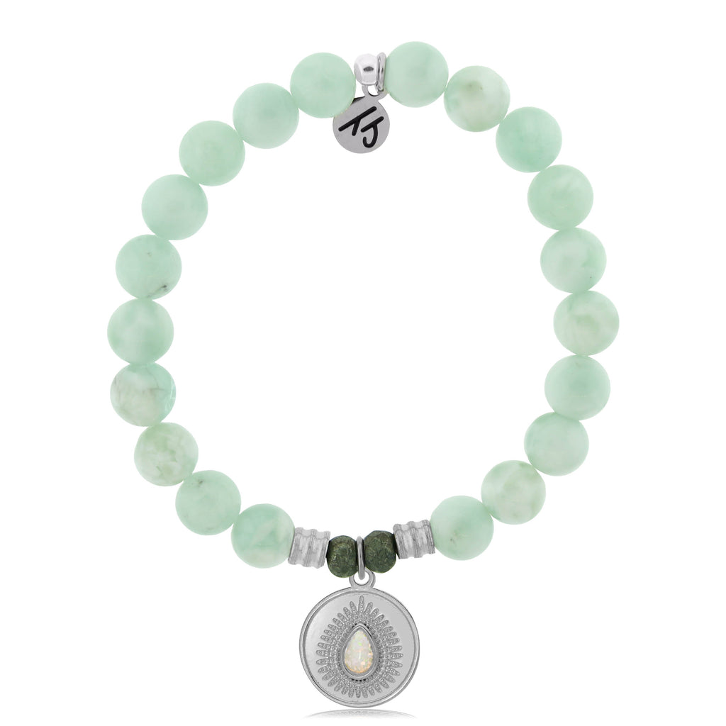 Green Angelite Stone Bracelet with You're One of a Kind Sterling Silver Charm