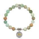Green Quartz Stone Bracelet with Always and Forever Sterling Silver Charm