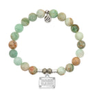 Green Quartz Stone Bracelet with Boss Babe Sterling Silver Charm