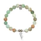 Green Quartz Stone Bracelet with Bride Sterling Silver Charm