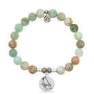 Green Quartz Stone Bracelet with Cardinal Sterling Silver Charm