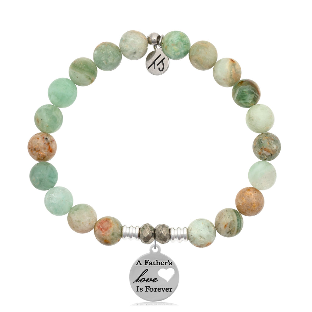 Green Quartz Stone Bracelet with Father's Love Sterling Silver Charm
