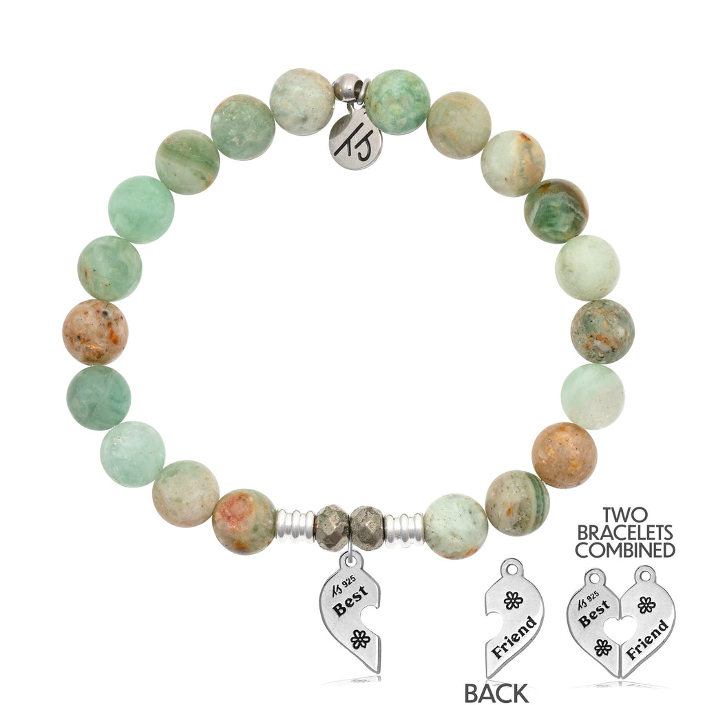 Green Quartz Stone Bracelet with Forever Friends Sterling Silver Charm