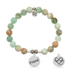 Green Quartz Stone Bracelet with Friend Sterling Silver Charm