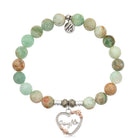 Green Quartz Stone Bracelet with Heart Daughter Sterling Silver Charm