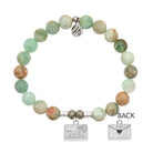 Green Quartz Stone Bracelet with Love Letter Sterling Silver Charm