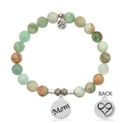 Green Quartz Stone Bracelet with Mom Sterling Silver Charm