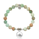 Green Quartz Stone Bracelet with Mountain Cutout Sterling Silver Charm