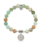 Green Quartz Stone Bracelet with North Star Sterling Silver Charm