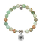 Green Quartz Stone Bracelet with Sand Dollar Sterling Silver Charm