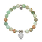 Green Quartz Stone Bracelet with Self Love Sterling Silver Charm