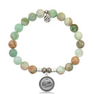 Green Quartz Stone Bracelet with Teacher Sterling Silver Charm