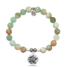 Green Quartz Stone Bracelet with Turtle Sterling Silver Charm