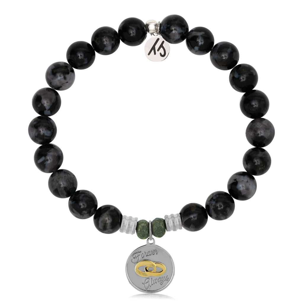 Indigo Gabbro Stone Bracelet with Always and Forever Sterling Silver Charm