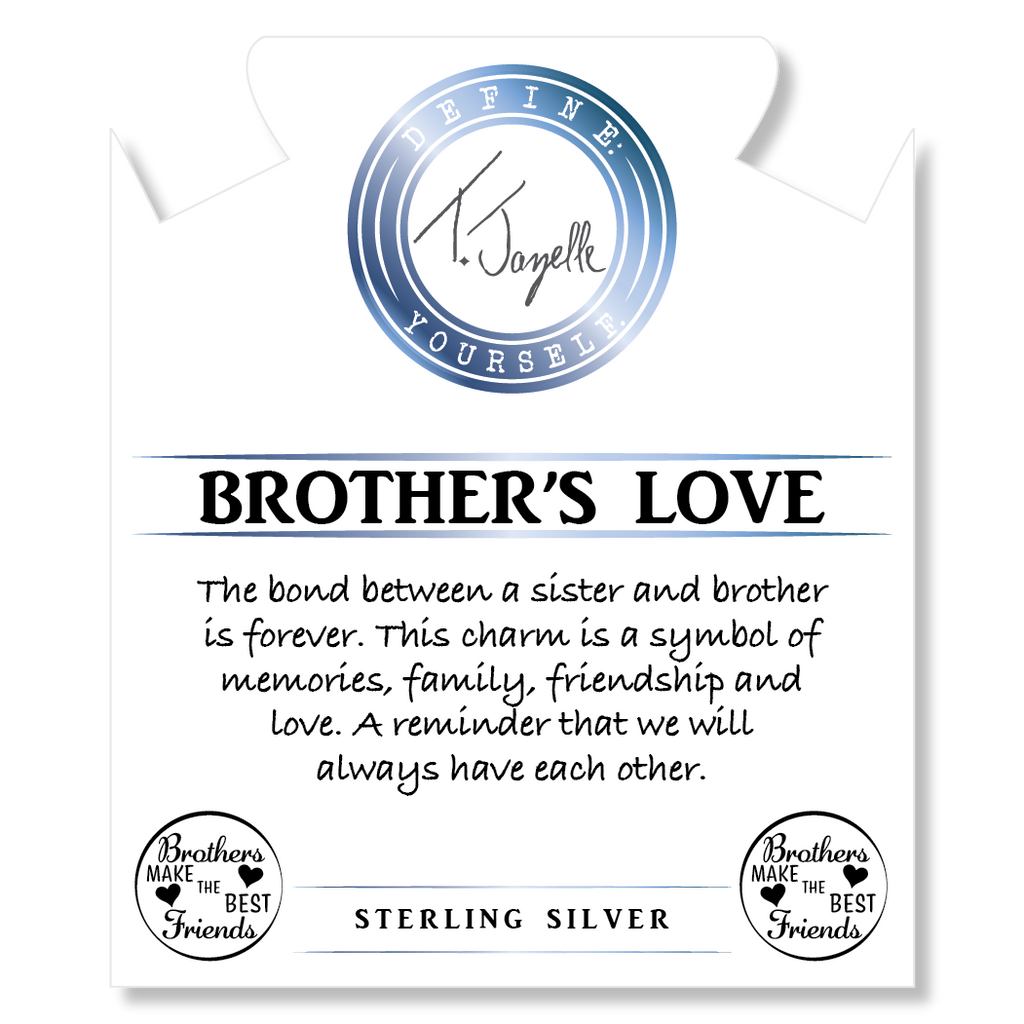 Indigo Gabbro Stone Bracelet with Brother's Love Sterling Silver Charm