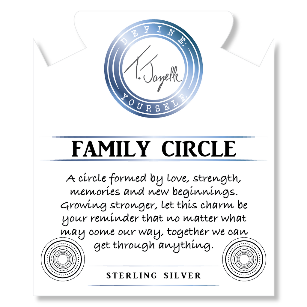 Indigo Gabbro Stone Bracelet with Family Circle Sterling Silver Charm
