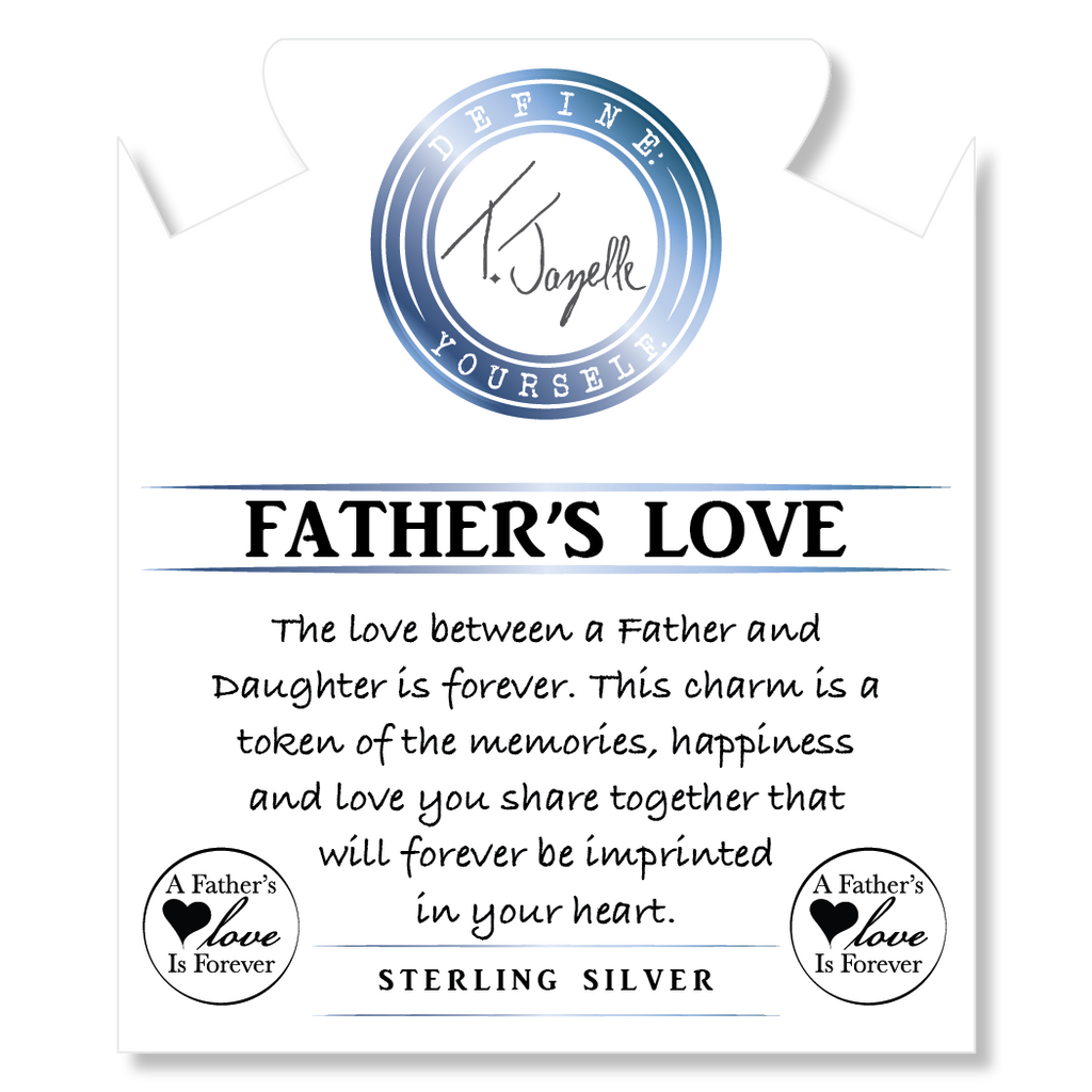 Indigo Gabbro Stone Bracelet with Father's Love Sterling Silver Charm