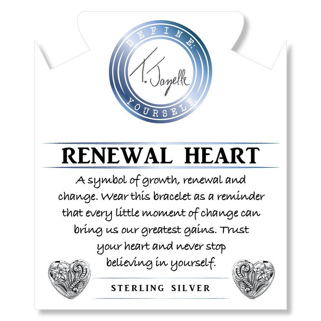 Indigo Gabbro Stone Bracelet with Renewal Heart Sterling Silver Charm