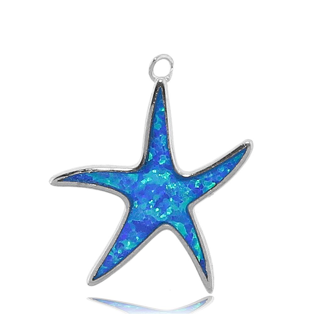 Indigo Gabbro Stone Bracelet with Star of the Sea Sterling Silver Charm