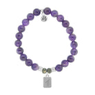 Initially Your's Amethyst Stone Bracelet with Letter T Sterling Silver Charm