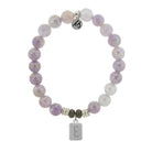 Initially Your's Mauve Jade Stone Bracelet with Letter E Sterling Silver Charm