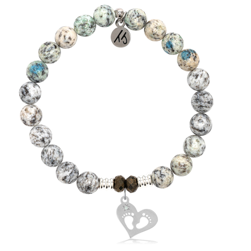 K2 Stone Bracelet with Baby Feet Sterling Silver Charm
