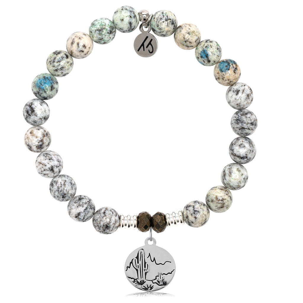 K2 Stone Bracelet with Cactus Sterling Silver Charm