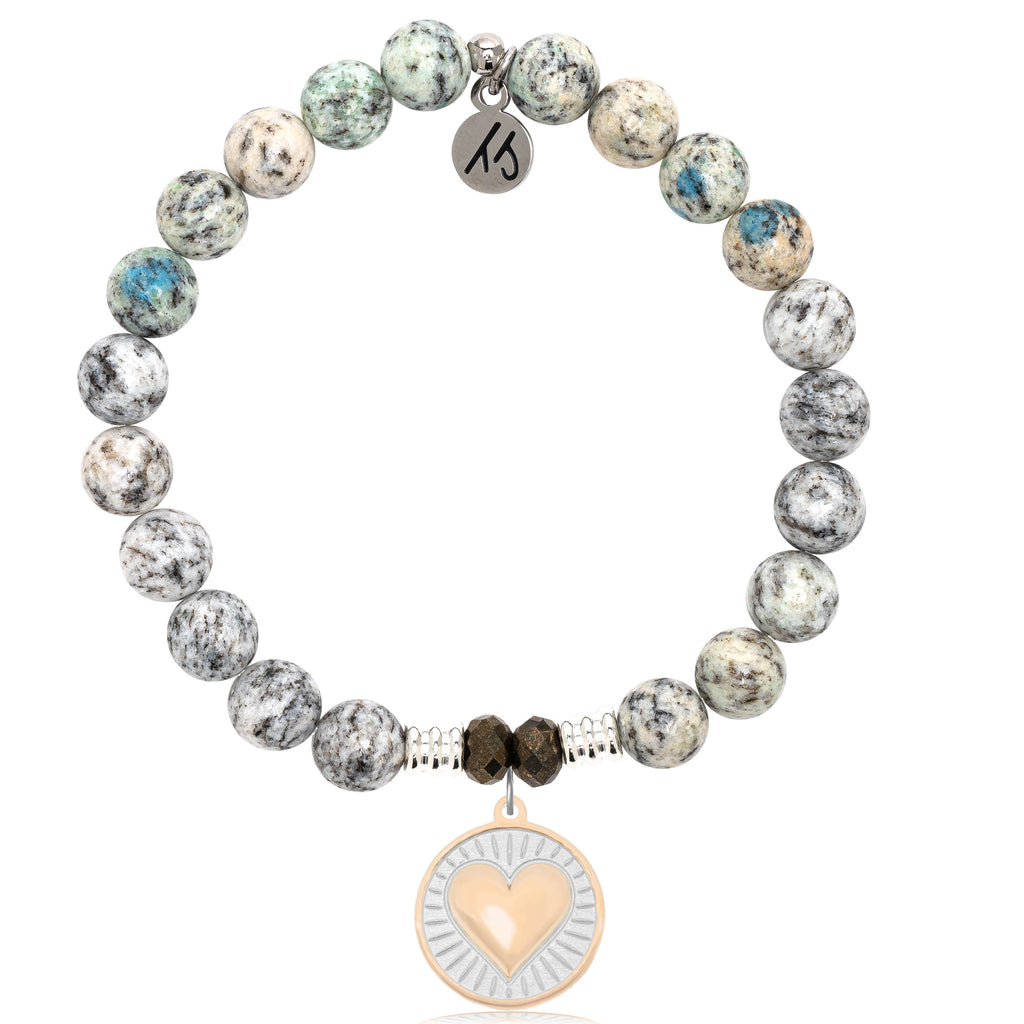 K2 Stone Bracelet with Heart of Gold Sterling Silver Charm