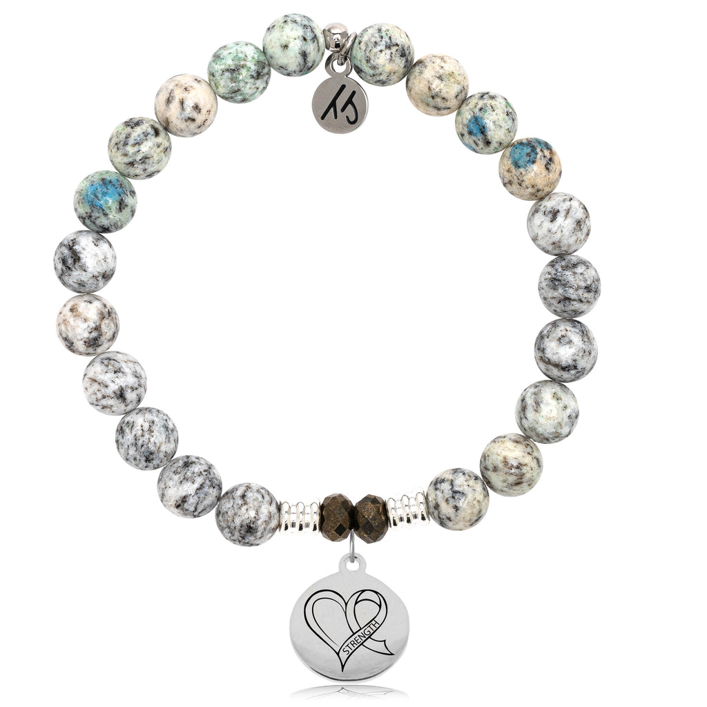 K2 Stone Bracelet with Strength Heart Sterling Silver Charm
