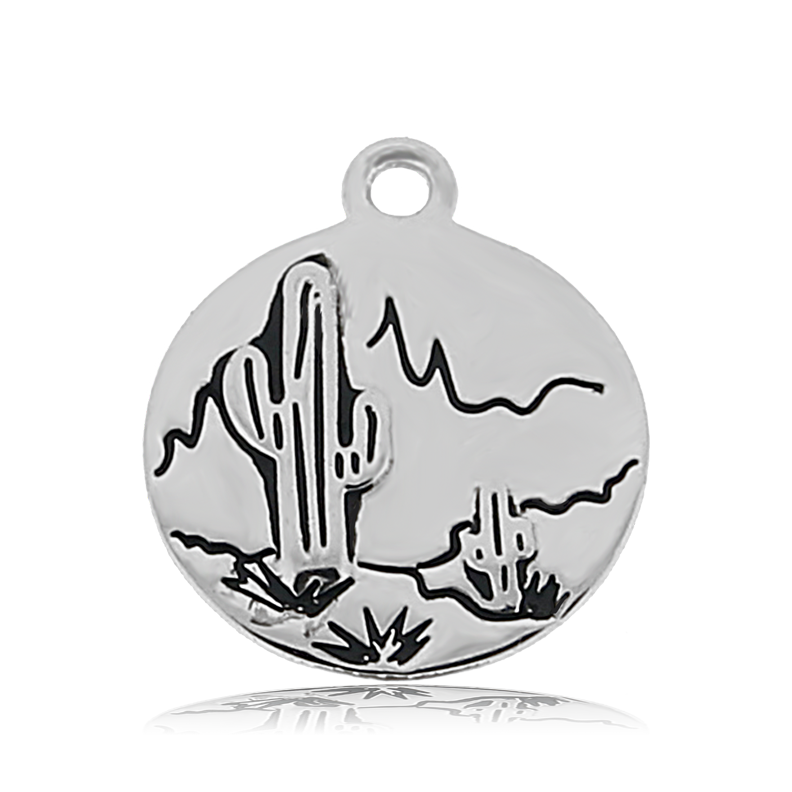Labradorite Stone Bracelet with Cactus Sterling Silver Charm