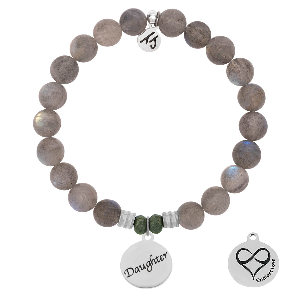 Labradorite Stone Bracelet with Daughter Endless Love Sterling Silver Charm