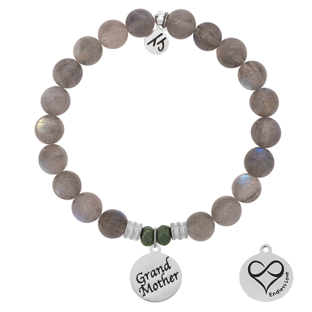 Labradorite Stone Bracelet with Grandmother Endless Love Sterling Silver Charm