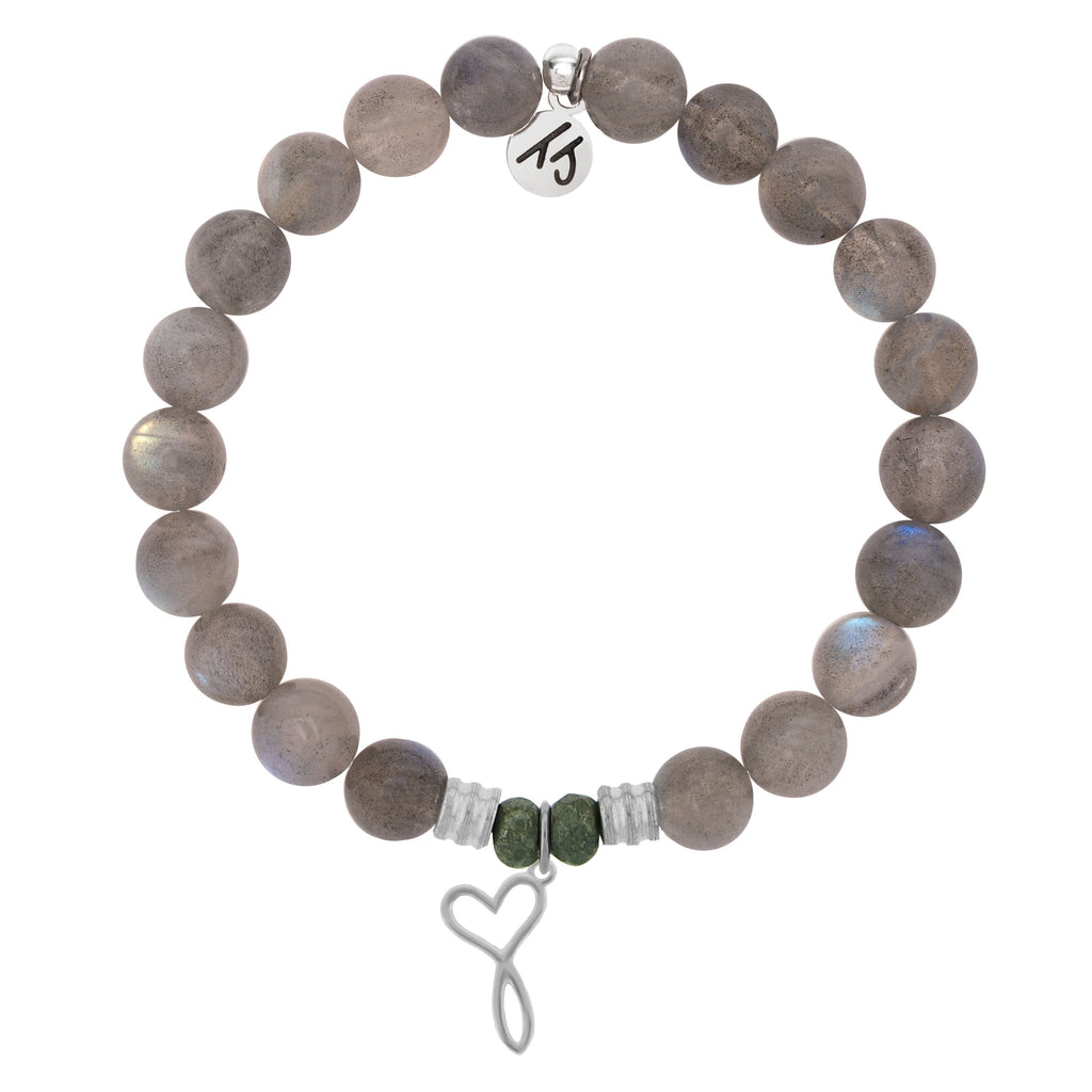 Labradorite Stone Bracelet with Infinity Heart Sterling Silver Charm