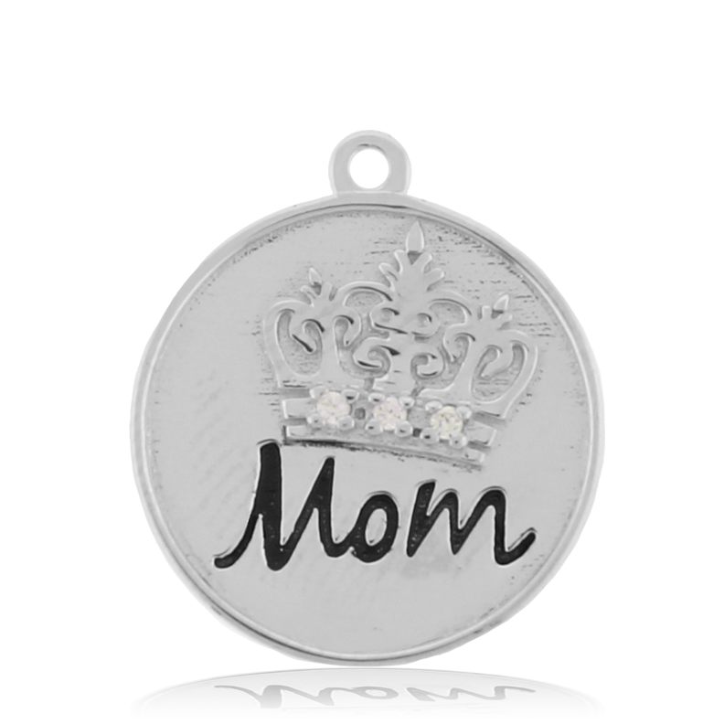 Labradorite Stone Bracelet with Mom Crown Sterling Silver Charm