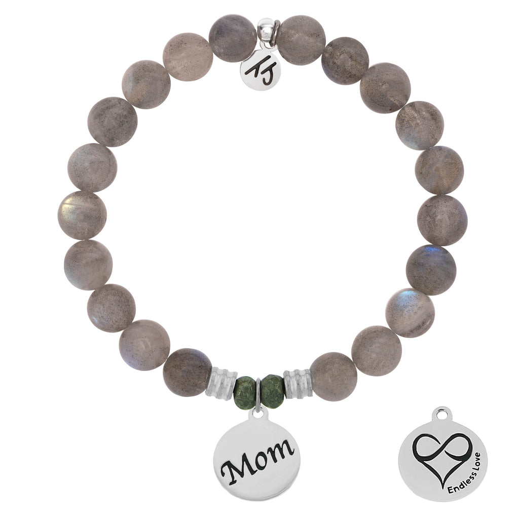 Labradorite Stone Bracelet with Mom Endless Love Sterling Silver Charm