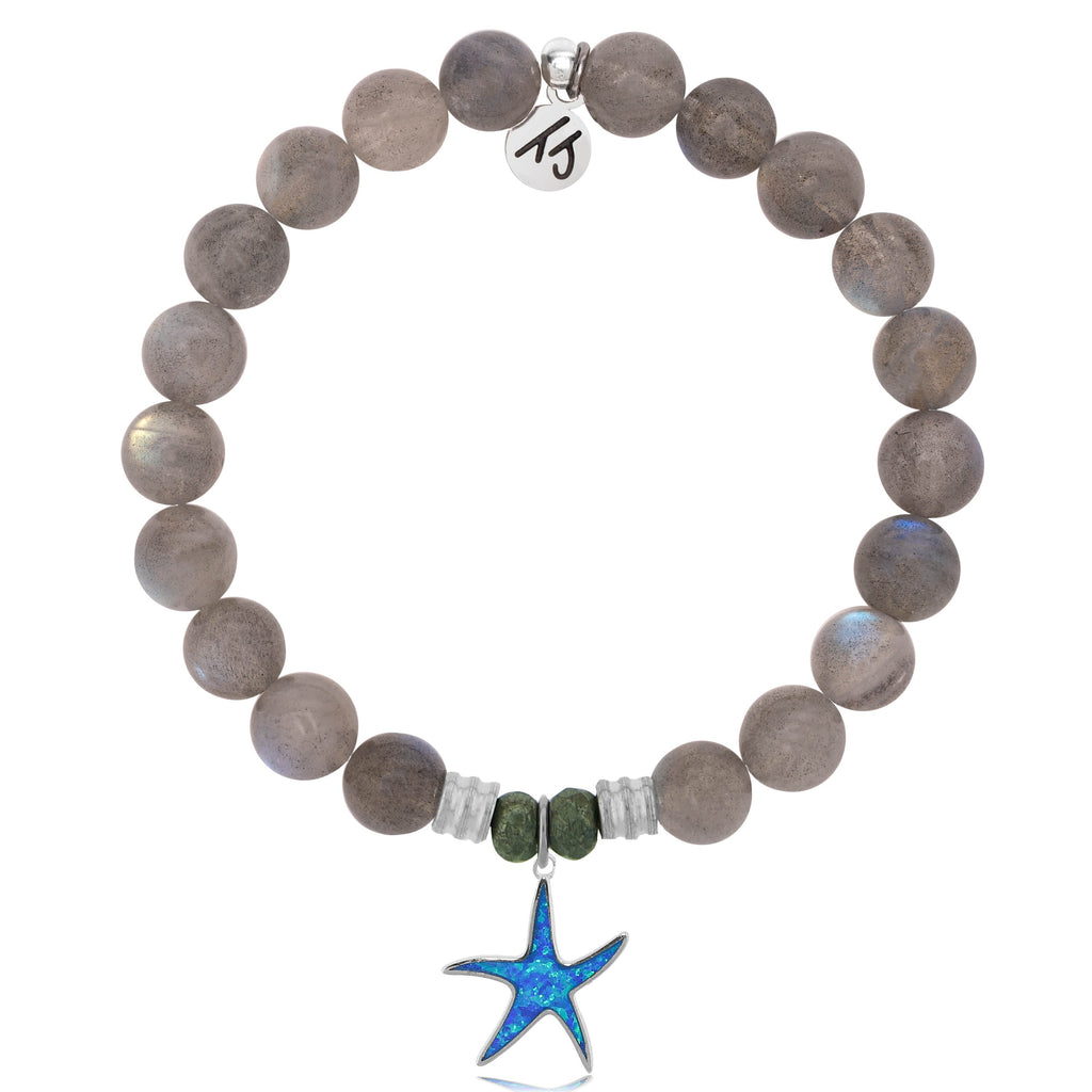 Labradorite Stone Bracelet with Star of the Sea Sterling Silver Charm