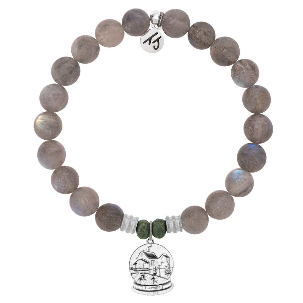 Labradorite Stone Bracelet with Tis The Season Sterling Silver Charm