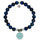 Lapis Tiger's Eye Stone Bracelet with Cape Cod Enamel Sterling Silver Charm
