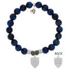 Lapis Tiger's Eye Stone Bracelet with Shield Sterling Silver Charm
