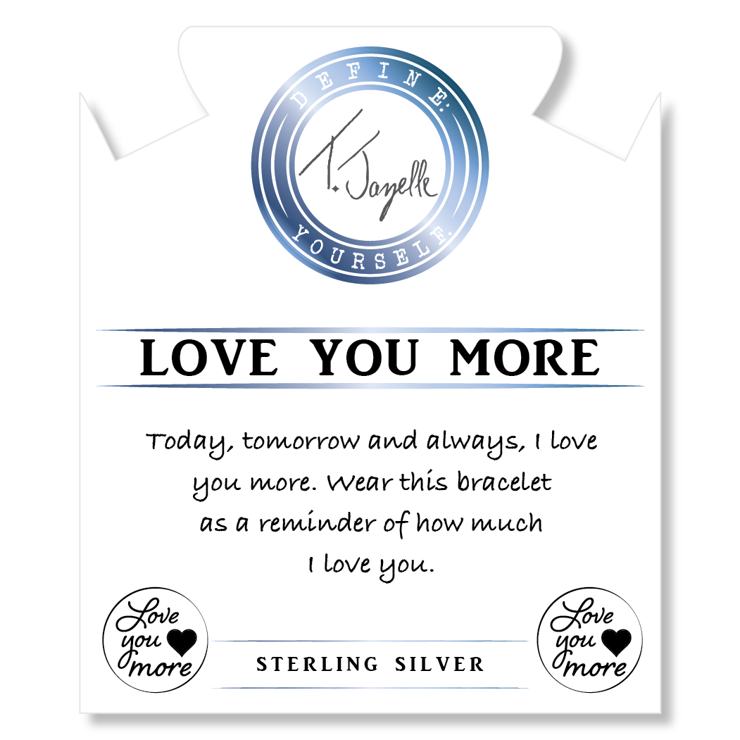 Larimar Stone Bracelet with Love You More Sterling Silver Charm