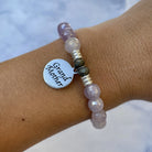 Mauve Jade Stone Bracelet with Grandmother Endless Love Sterling Silver Charm
