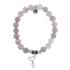 Mauve Jade Stone Bracelet with Infinity Heart Sterling Silver Charm