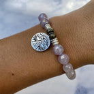 Mauve Jade Stone Bracelet with Lake Life Sterling Silver Charm