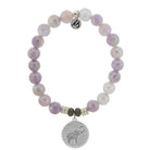 Mauve Jade Stone Bracelet with Lucky Elephant Sterling Silver Charm