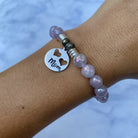Mauve Jade Stone Bracelet with Mom... Sterling Silver Charm