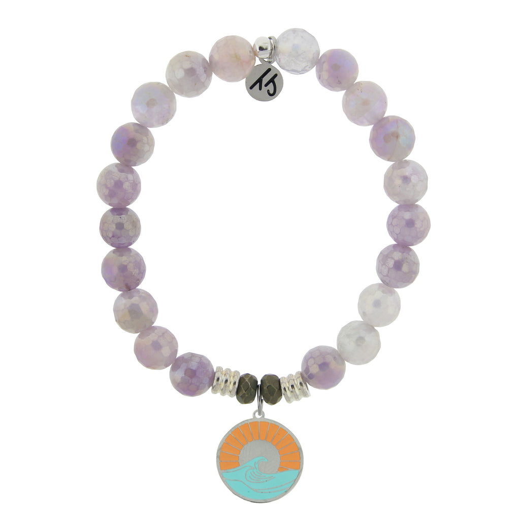 Mauve Jade Stone Bracelet with Paradise Sterling Silver Charm