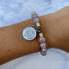 Mauve Jade Stone Bracelet with Phoenix Sterling Silver Charm